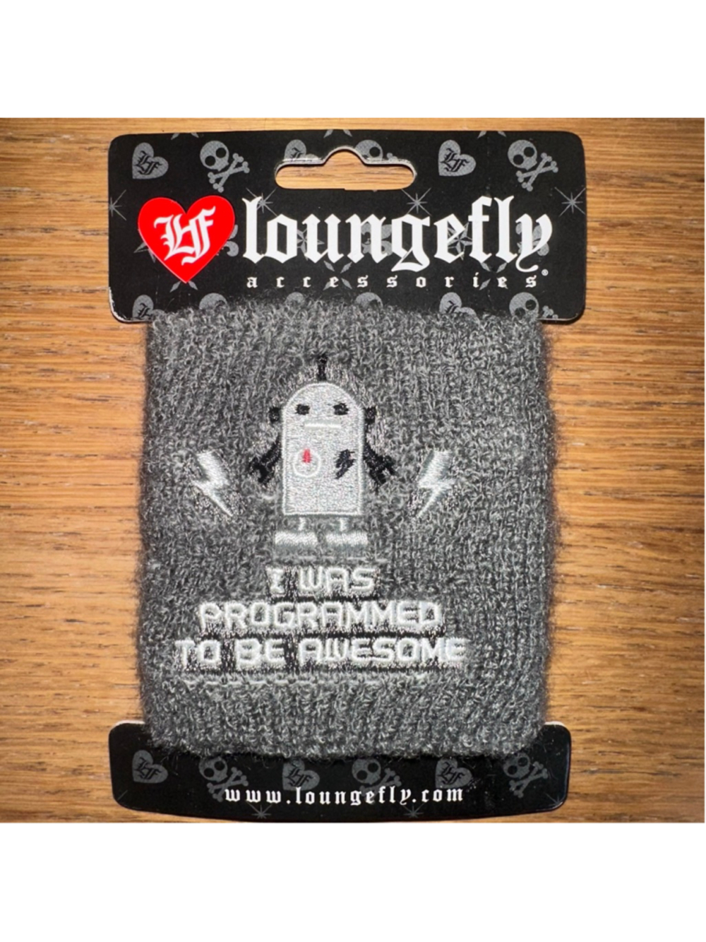 NOS Vintage Y2K Hot Topic Loungefly Terry Cotton Wristband Embroidered Robot